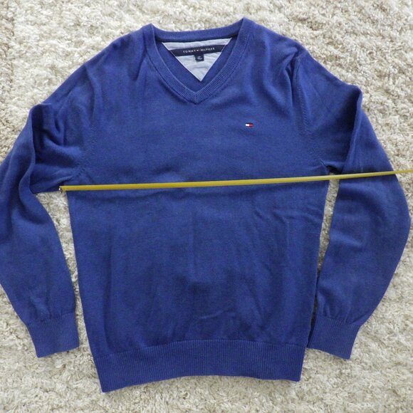 Tommy Hilfiger Mens Long Sleeve V-Neck Sweater Blue Size Small Preppy - Picture 4 of 6